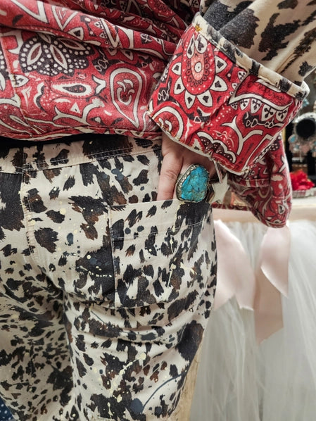 statement cow print jeans boho western fashion