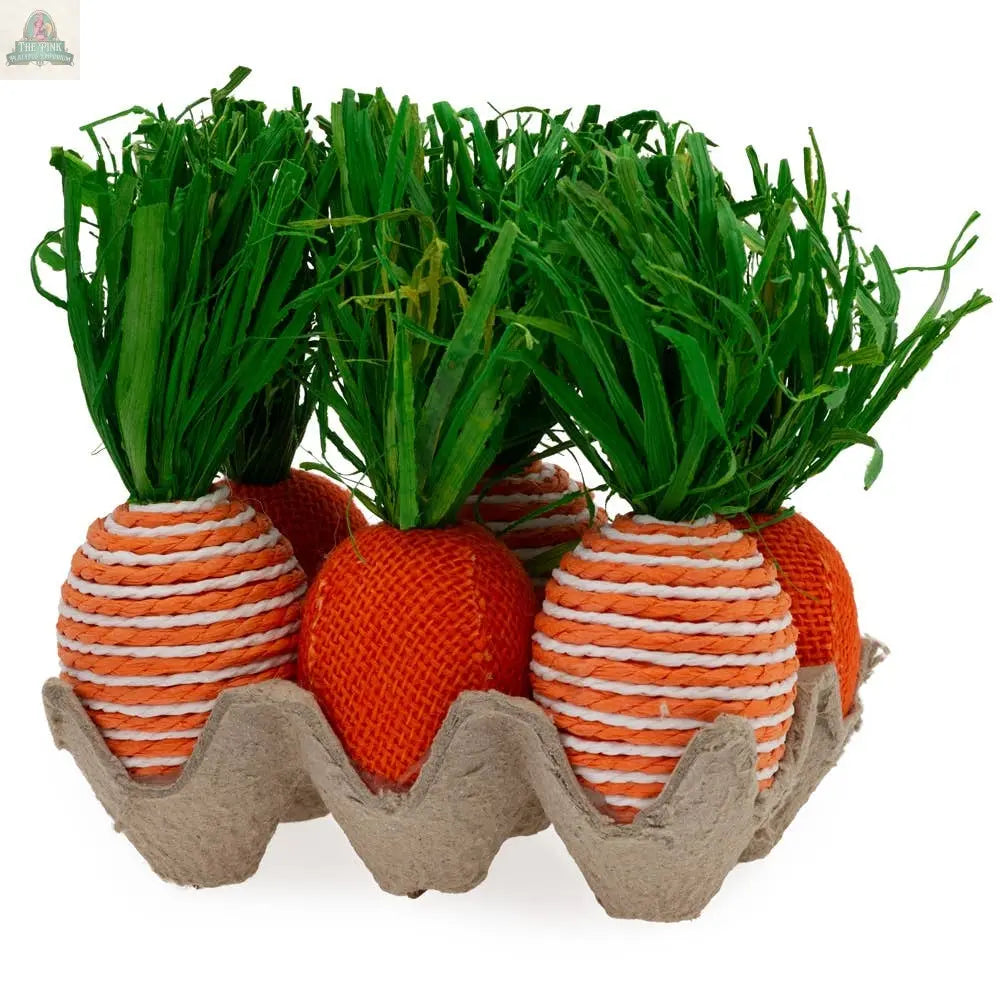 5.5" H Striped & Orange Burlap Carrots in Brwn Carton Easter Boston International