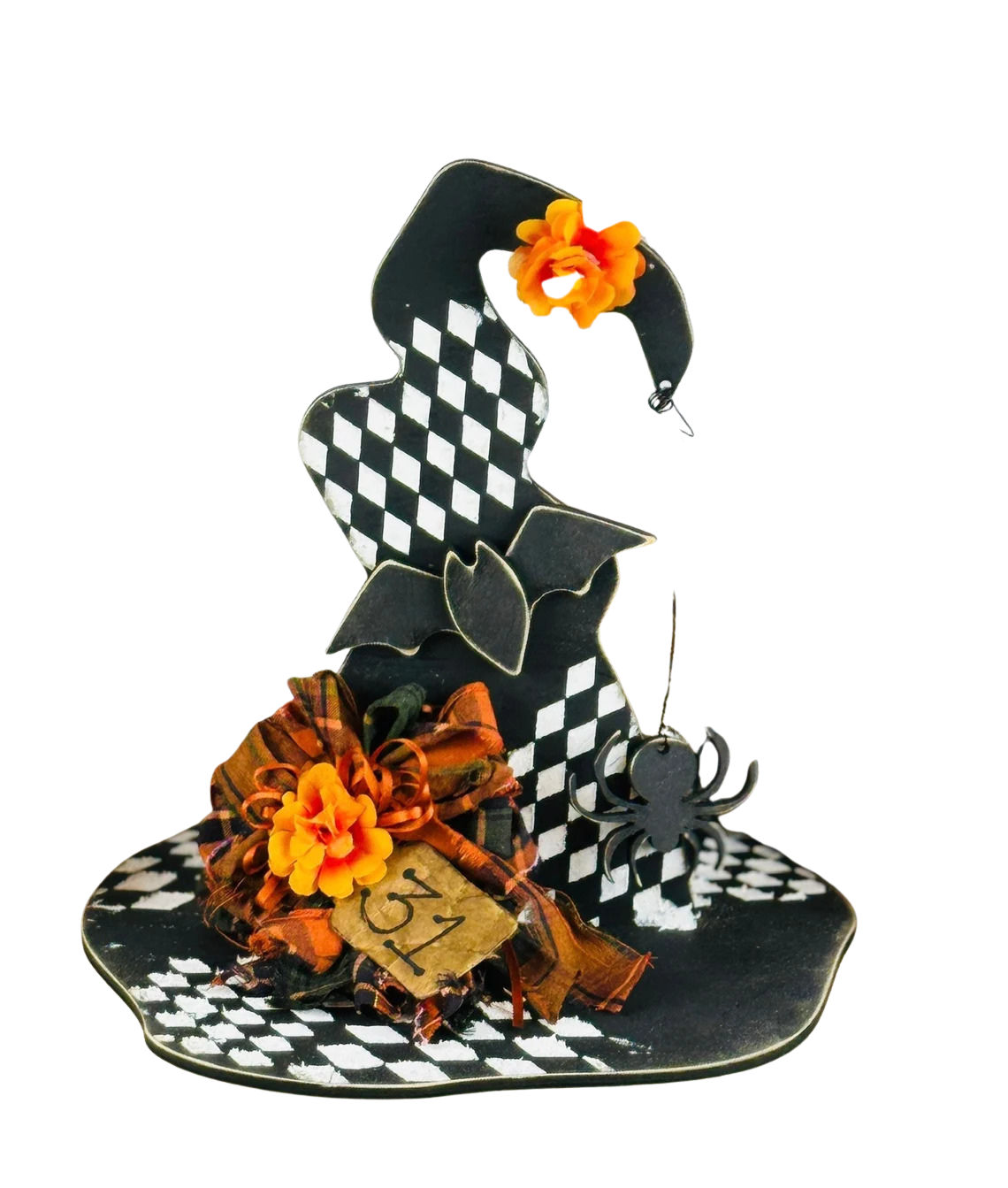 Primitive Wooden Witch Hat Halloween Shelf Sitter