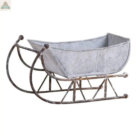 9-Inch Tin Sleigh in Rustic White Wash Irvin's Tinware