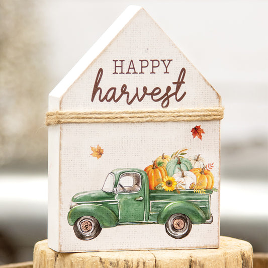 Happy Harvest Fall Decor House Sitter with Pumpkin Truck