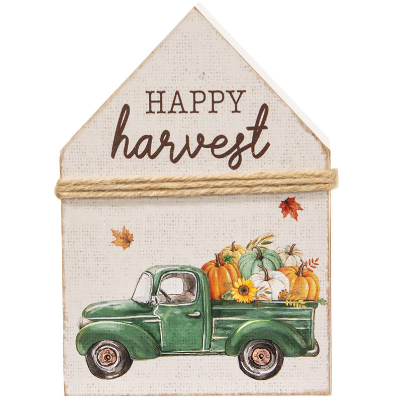 Happy Harvest Fall Decor House Sitter with Pumpkin Truck