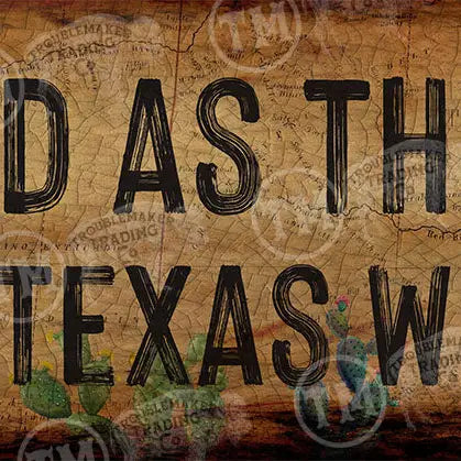 western wall decor with text saying "wild as the west texas wind" on a vintage map background