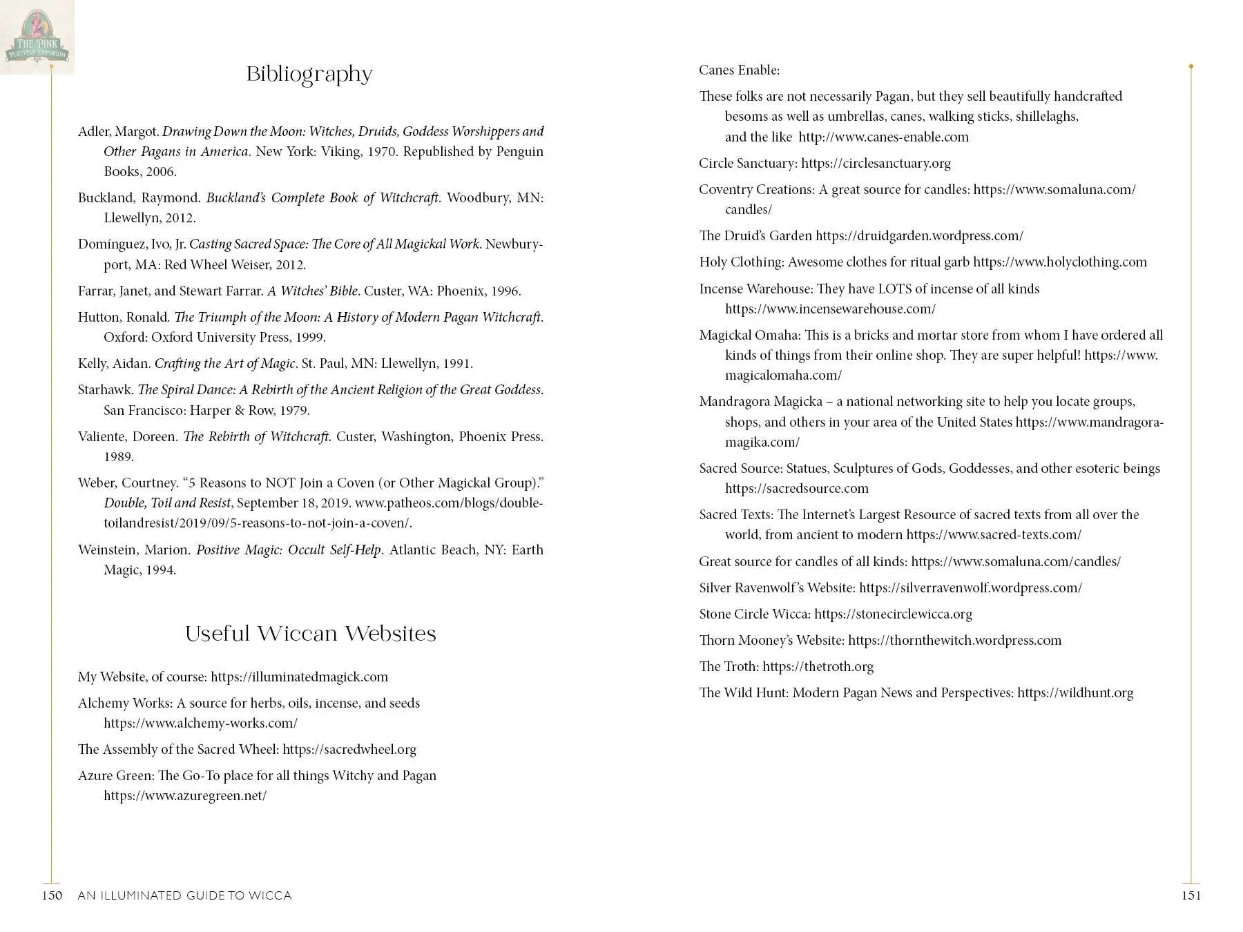 An Illuminated Guide to Wicca by REDFeather offers new practitioners a curated bibliography, recommended Wiccan websites, and case examples with resources and advice rooted in Wiccan beliefs.