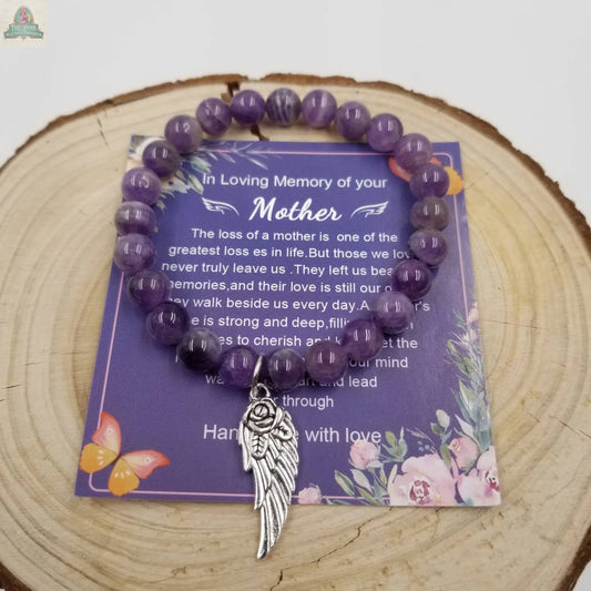 Angel Wing Amethyst Bracelet With Card - Mother's Day Gift CHAKRA JEWELRY