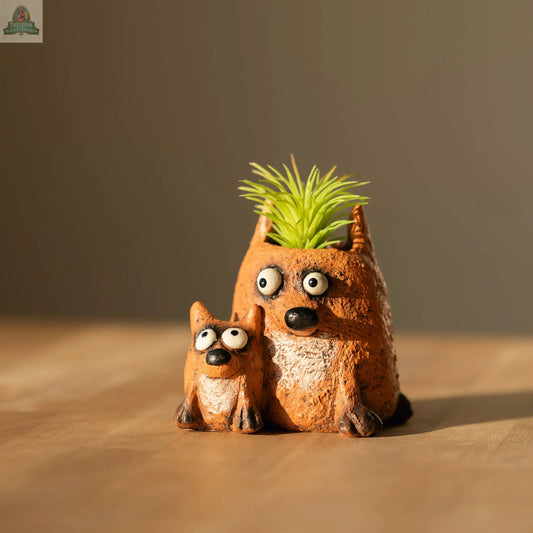 Baby and Mama Fox - Blobhouse Planters - Maddie and Pip Pink Platypus Emporium