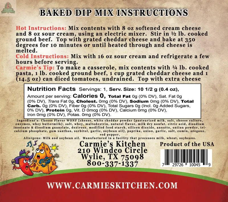 Baked Chili Cheese Dip Dip Mix Pink Platypus Emporium