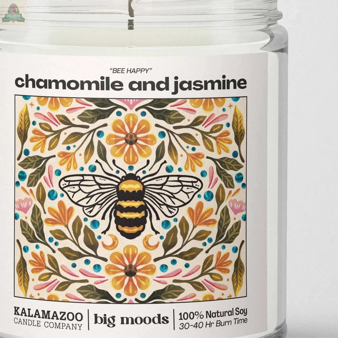 "Bee Happy" Chamomile and Jasmine -  Luxury Soy Candle Big Moods