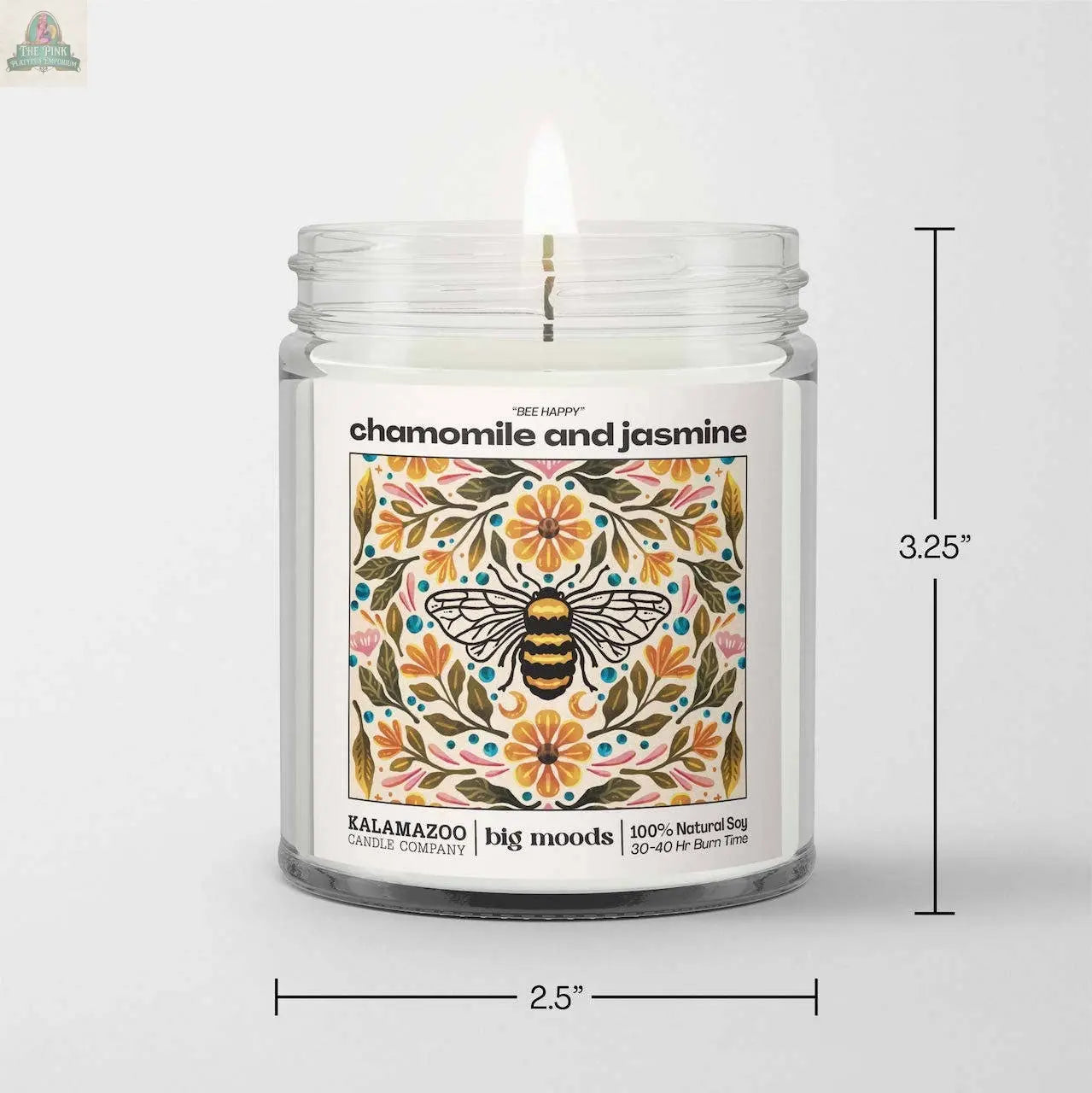 "Bee Happy" Chamomile and Jasmine -  Luxury Soy Candle Big Moods