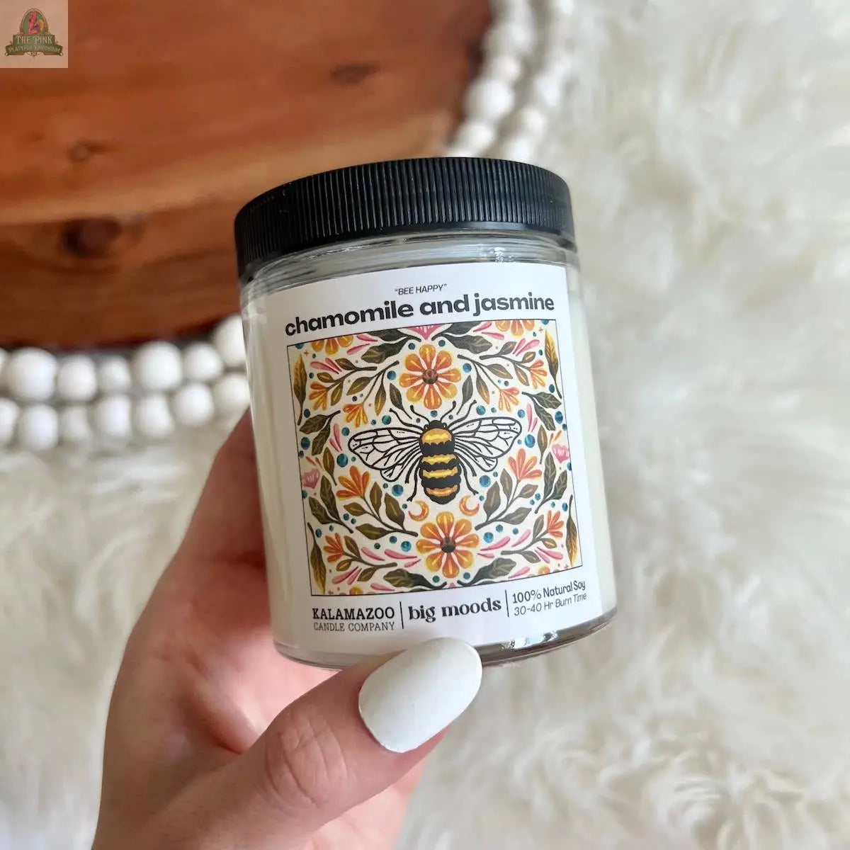 "Bee Happy" Chamomile and Jasmine -  Luxury Soy Candle Big Moods