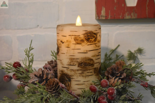 Birch Pillar Candle Moving Flame 3x6in Wholesale Home Decor