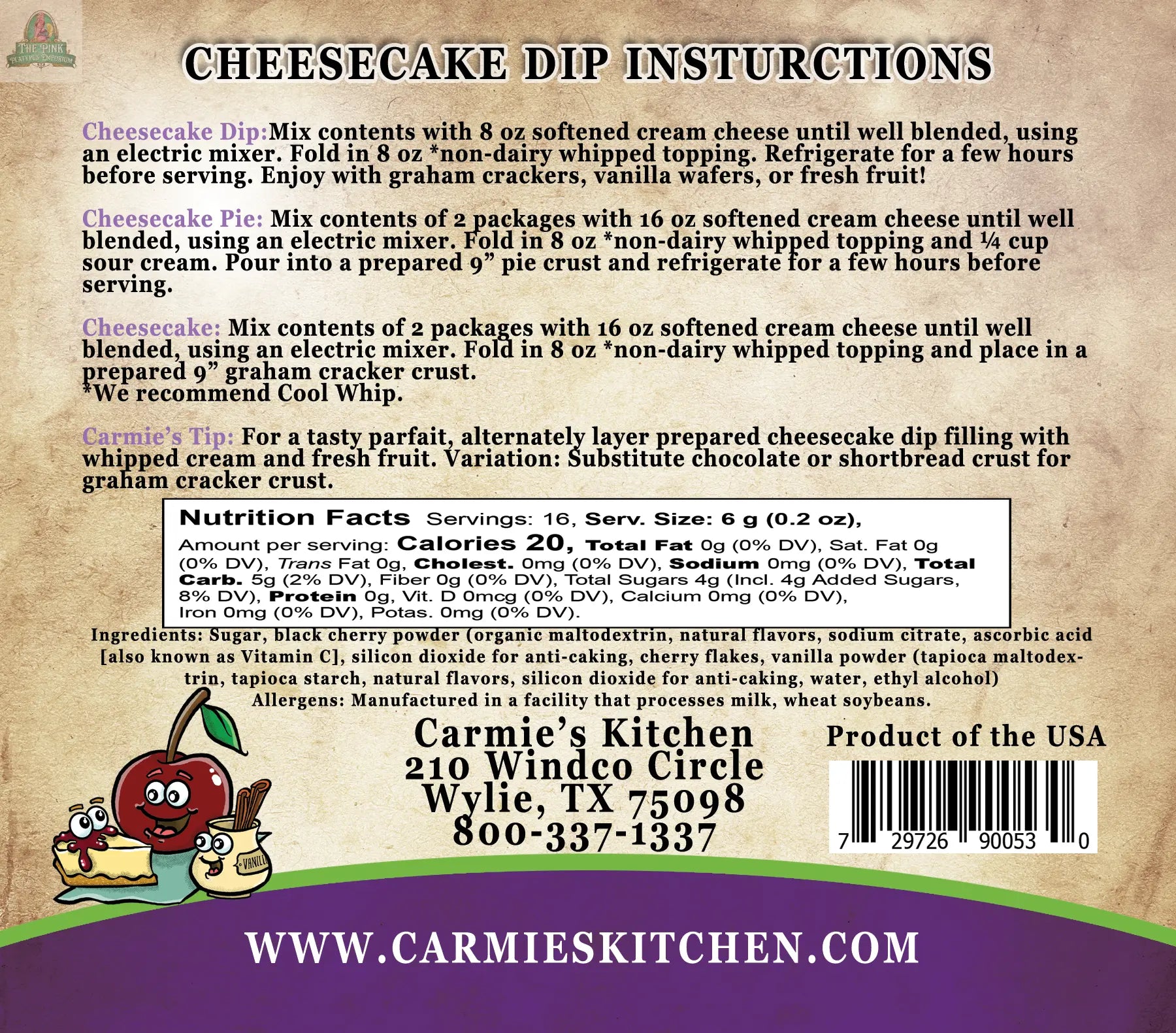Black Cherry Vanilla Cheesecake Dip Carmie's Kitchen