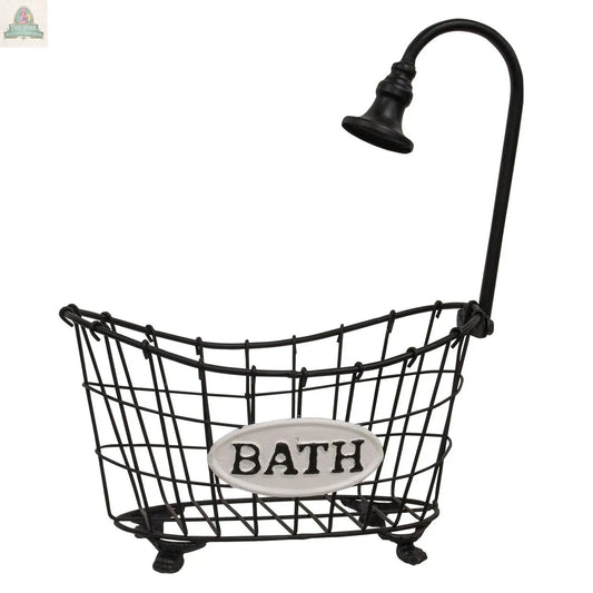 Black Metal Bathtub & Shower Head Basket Pink Platypus Emporium