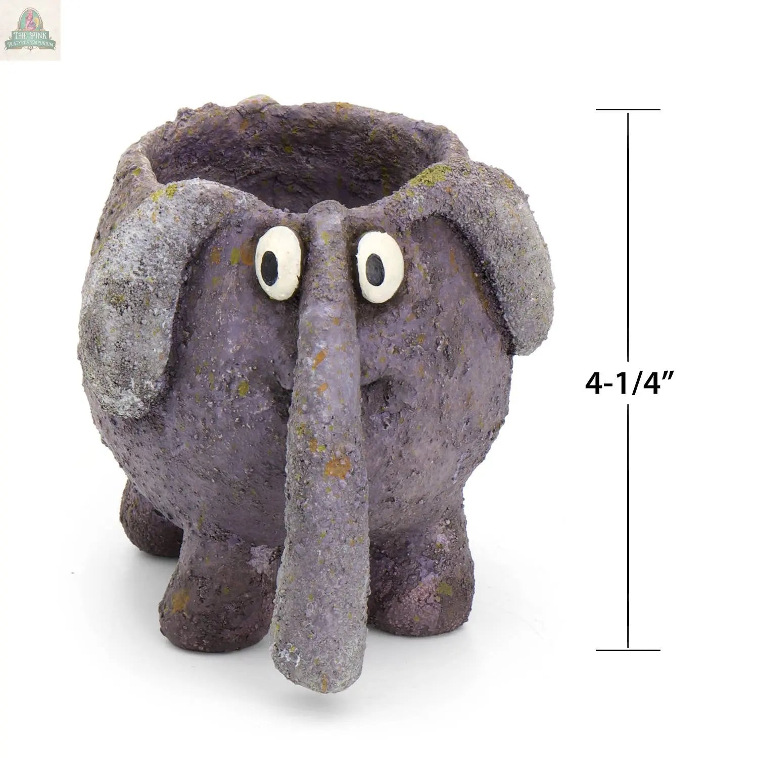 BoBo the Elephant Blobhouse Planter by Blob House Planters is a small, purple elephant-shaped pot with big eyes and a textured surface, standing 4-1/4" tall—perfectly whimsical for your favorite succulent.