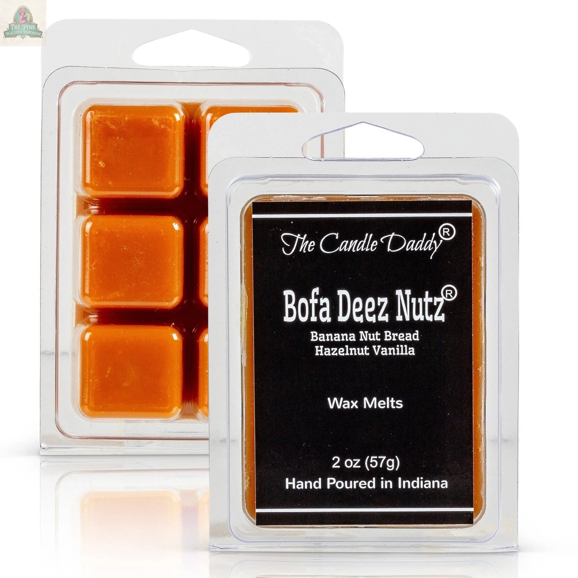 One pack of Bofa Deez Nutz Wax Melts - Banana Nut Bread by The Candle Daddy, featuring rich banana nut bread, hazelnut, and vanilla scents. The pack includes six hand-poured wax melts ready to use.