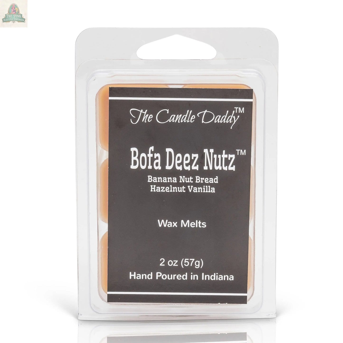 Bofa Deez Nutz Wax Melts - Banana Nut Bread: 1 pack of hand-poured, 2 oz wax melts crafted in Indiana with banana nut bread, hazelnut, and vanilla scents.