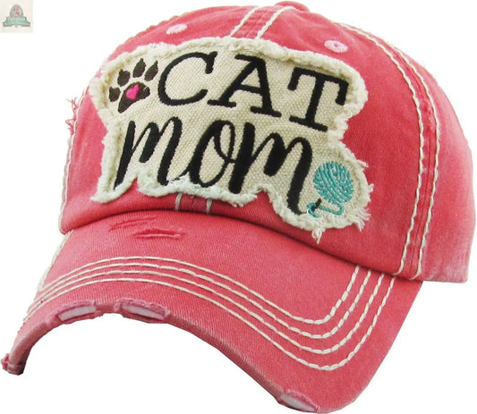 CAT MOM Washed Vintage Ball Cap: HPK KBETHOS