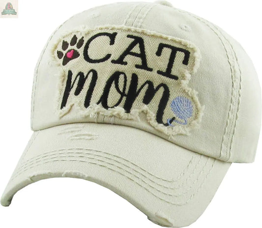 CAT MOM Washed Vintage Ball Cap: STN KBETHOS