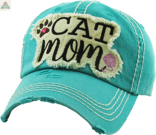 CAT MOM Washed Vintage Ball Cap: TUQ KBETHOS