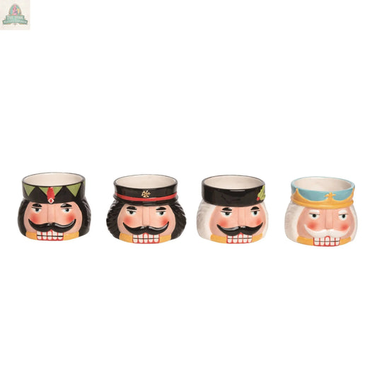 CLOSEOUT Christmas Ceramic Nutcracker Ramekin Set 4: Ceramic Pink Platypus Emporium