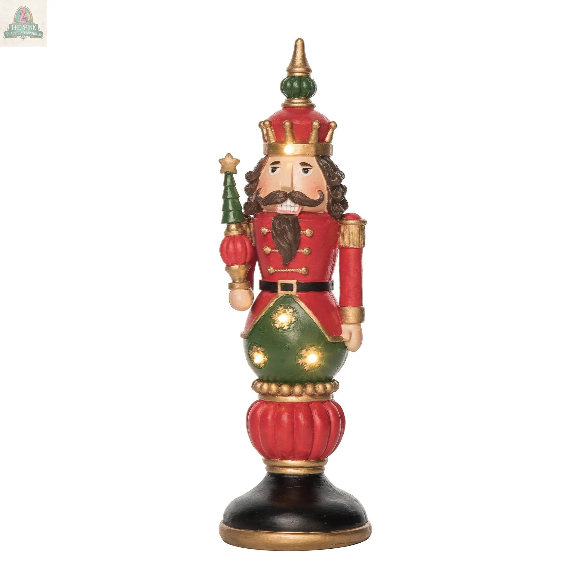 CLOSEOUT Christmas Large Resin Light Up Nutcracker: Resin Pink Platypus Emporium