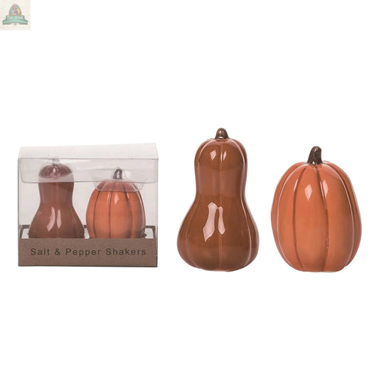 CLOSEOUT Harvest  Fall Pumpkin Salt Pepper Shaker Set 2: Ceramic Pink Platypus Emporium