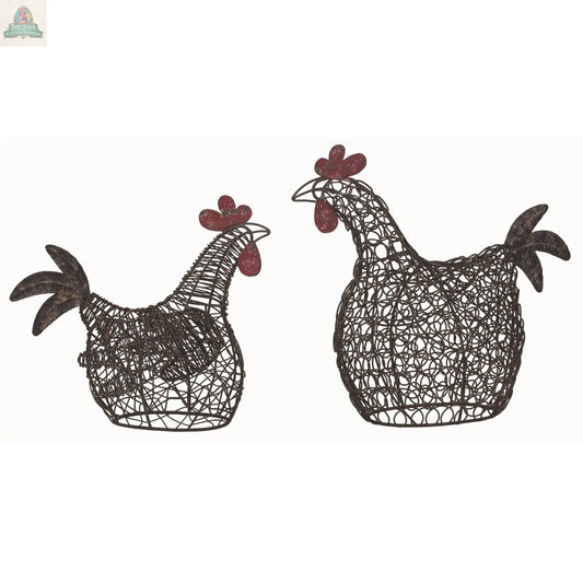 Add rustic charm to your space with these Metal 11.5" Brown Spring Roosters. Their open-frame design and red accents make them perfect as unique Spring decor pieces for your Country Market-themed home collection.