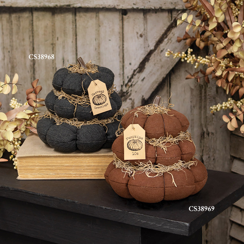 Burnt Orange Stuffed Pumpkin Stack | Pumpkins 10 Cents Fall Decor