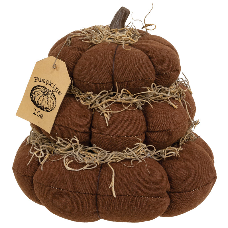 Burnt Orange Stuffed Pumpkin Stack | Pumpkins 10 Cents Fall Decor