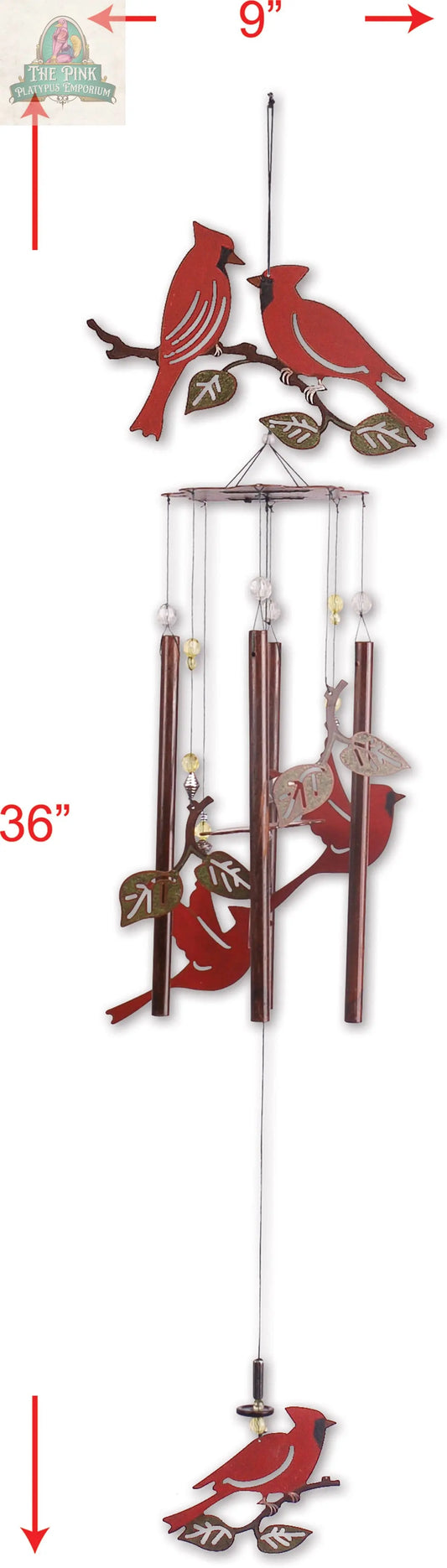 Cardinal Garden Wind Chimes Spring & Fall Decor - 80427 Pink Platypus Emporium