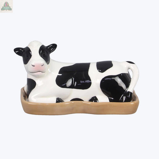 Ceramic Cow Butter Dish  (SKU#: 13269) Pink Platypus Emporium