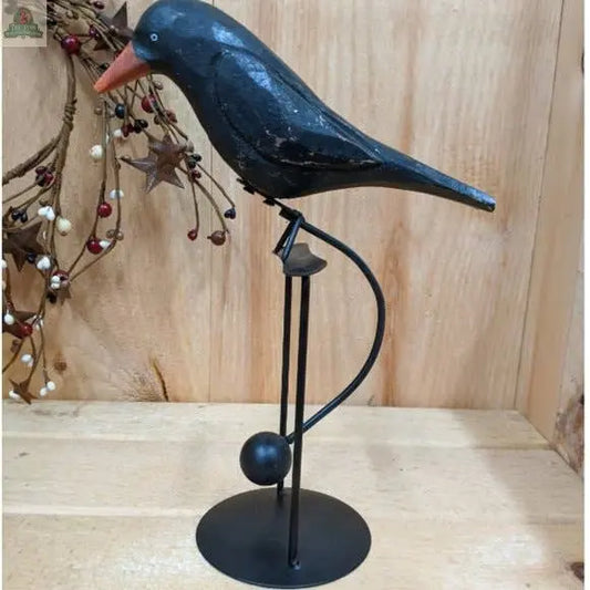 Charming Wooden Crow Tin Balance Toy 10'' Green Pastures Wholesale