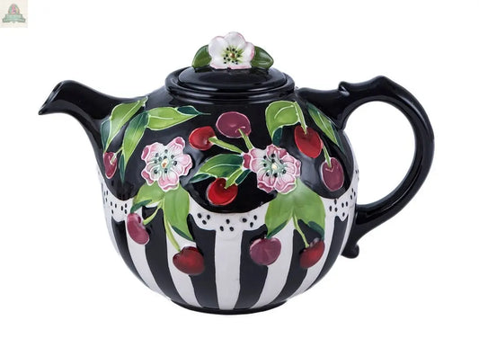 Cherry Teapot Blue Sky Clayworks