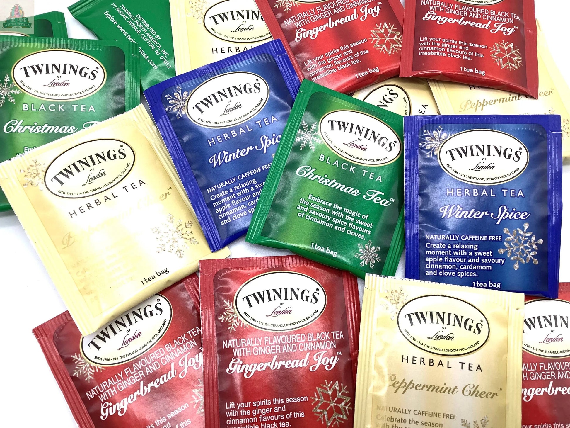 Christmas Tea. Variety Assortment Holiday Tea packets Pink Platypus Emporium