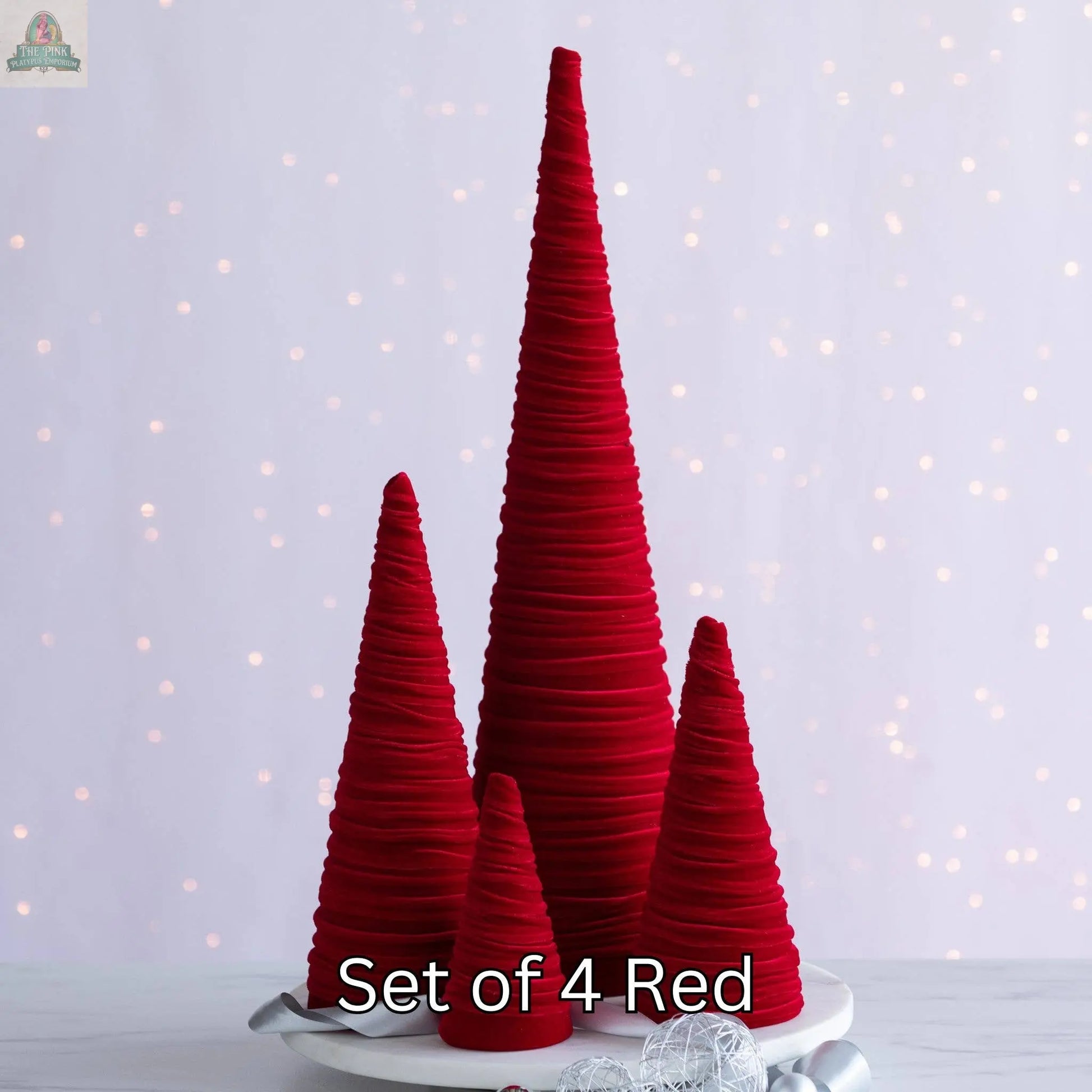 Cones Velvet Set of 4, Best 25 Colors, Spring tabletop: Red Your Heart's Content