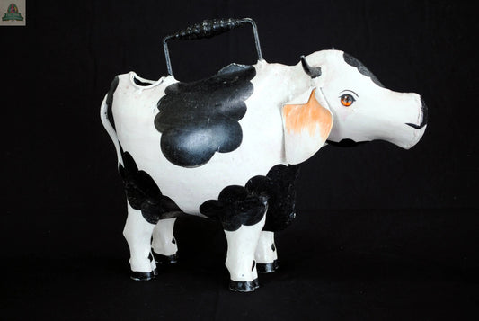 Cow Watering Can metal hand made and painted 14" Pink Platypus Emporium