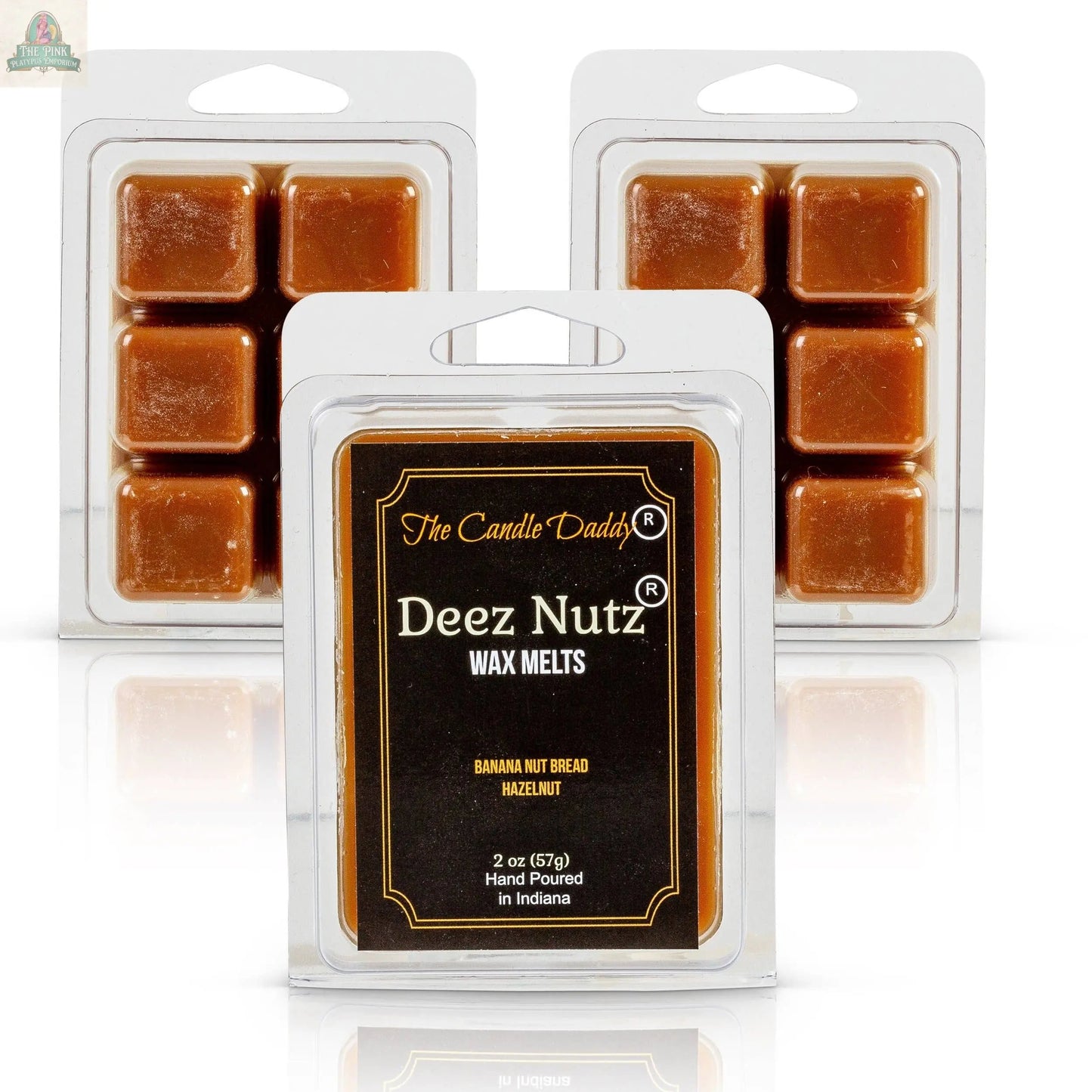One pack of Deez Nutz Wax Melts - Banana Nut Bread, featuring a delightful banana nut bread scent, comes in a clear clamshell container—ideal for your wax warmer.