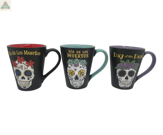 Dod Sugar Skull 16oz Mug, 3 Asst Blue Sky Clayworks