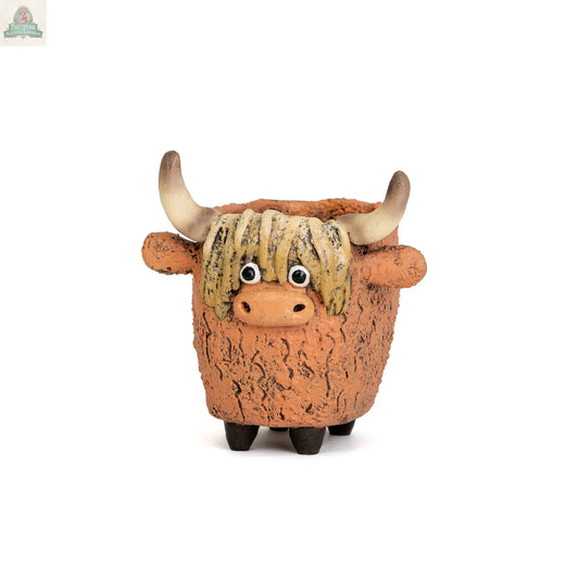 Dougal the Highland Cow Blobhouse Planter Pink Platypus Emporium