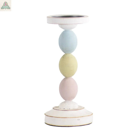 Egg Candle Holder   White/Multi   10" The Royal Standard