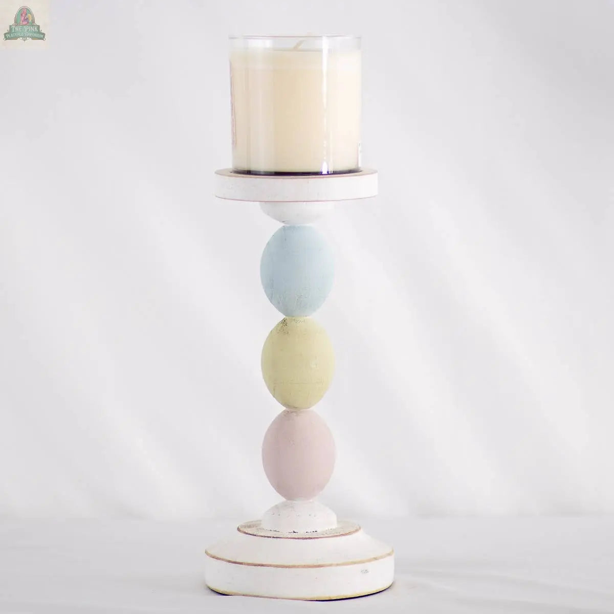 Egg Candle Holder   White/Multi   10" The Royal Standard