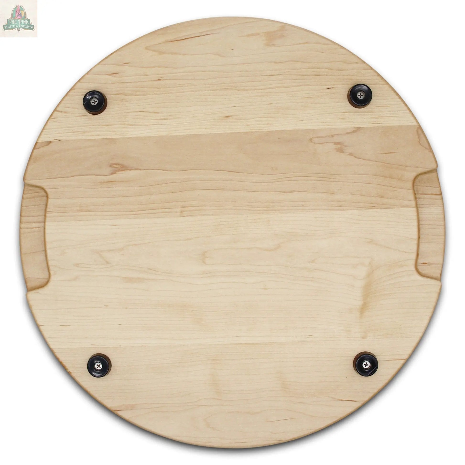 Extra Large Round Wood Cutting Board with Feet, Pocket Handles and Juice Groove, 18”x1.25 Inches Thick, Gift For Mom, 100% USA Made Pink Platypus Emporium