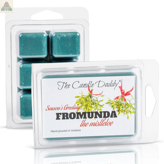 A pack of Fromunda The Mistletoe - Funny Christmas Under the Mistletoe wax melts, with holiday-themed graphics and a white plastic container—perfect for anyone who loves humorous Christmas scents.