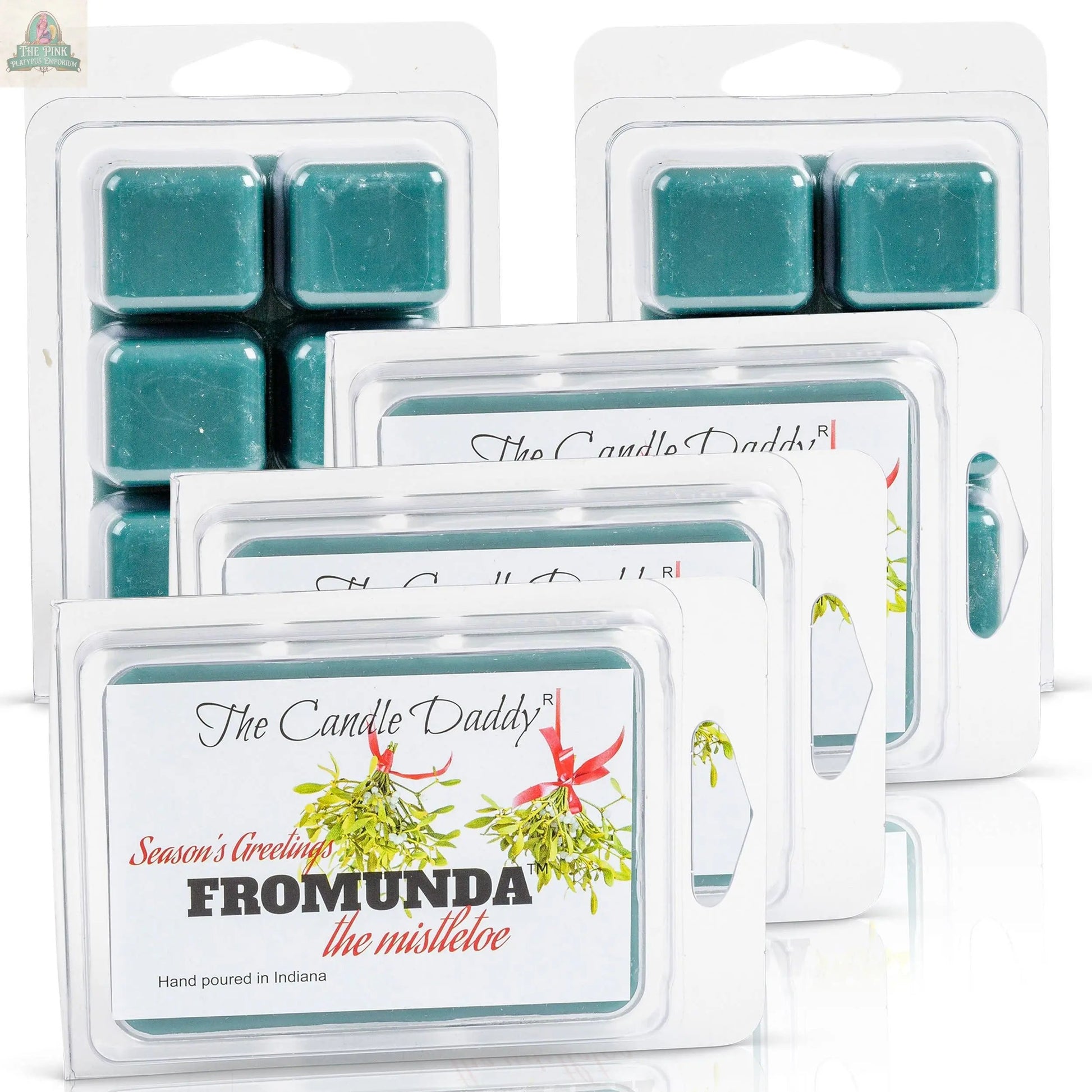 A single pack of Fromunda The Mistletoe - Funny Christmas Under the Mistletoe wax melts features humorous Christmas designs and comes in a clear plastic clamshell container.