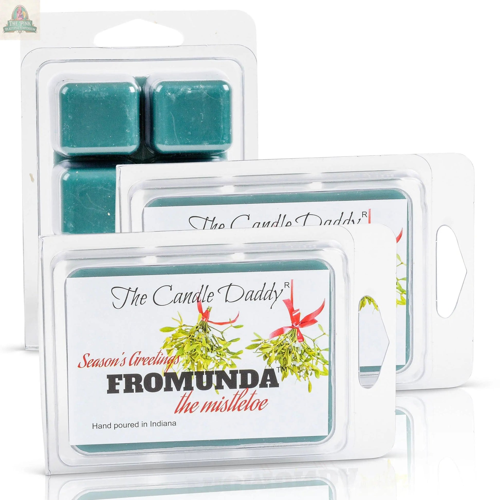 Fromunda The Mistletoe - Funny Christmas Under the Mistletoe: 1 pack of teal, mistletoe-scented wax melts with humorous label and mistletoe design, hand-poured in Indiana.