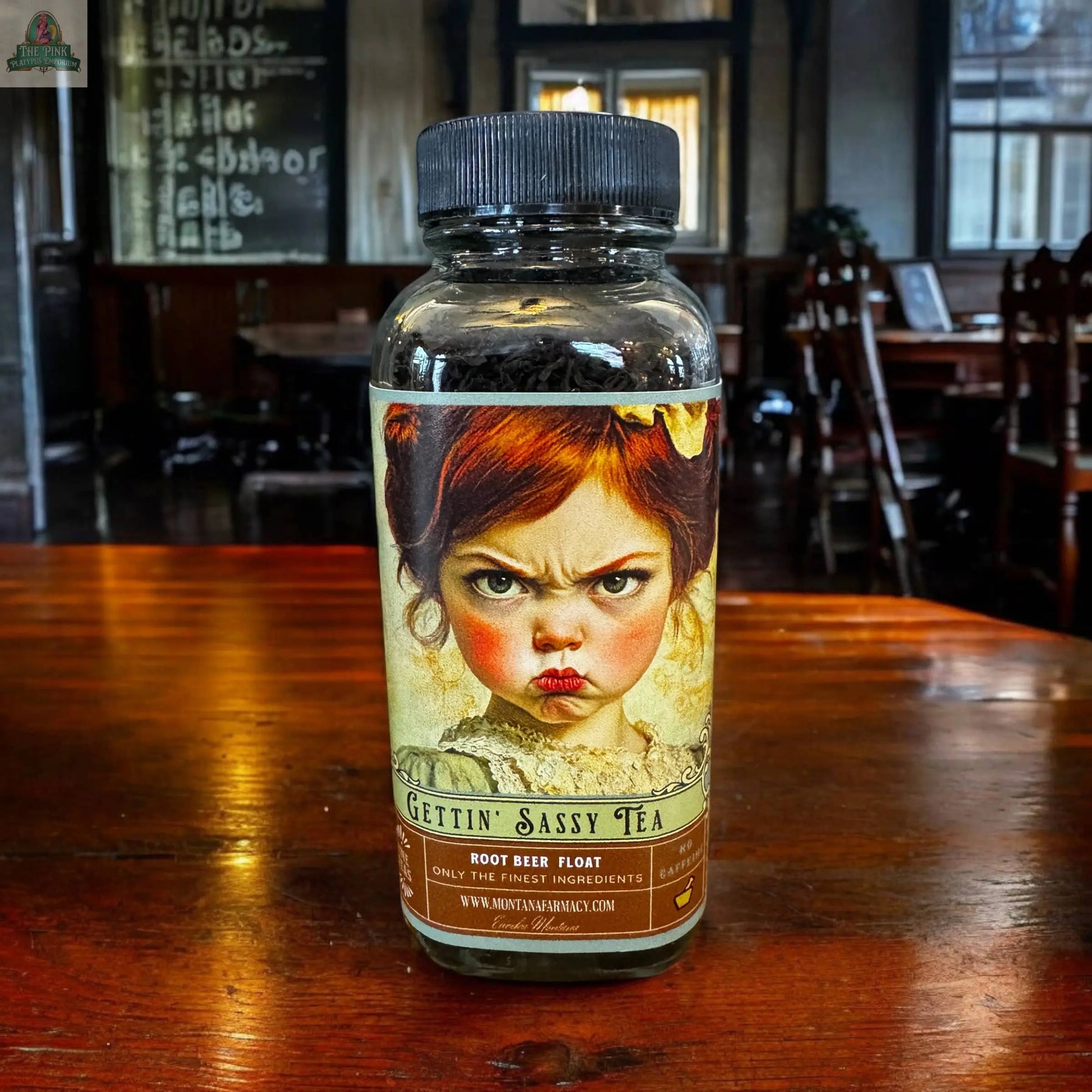 Getting Sassy Vintage Tantrum Child Sassafras root beer Tea Pink Platypus Emporium