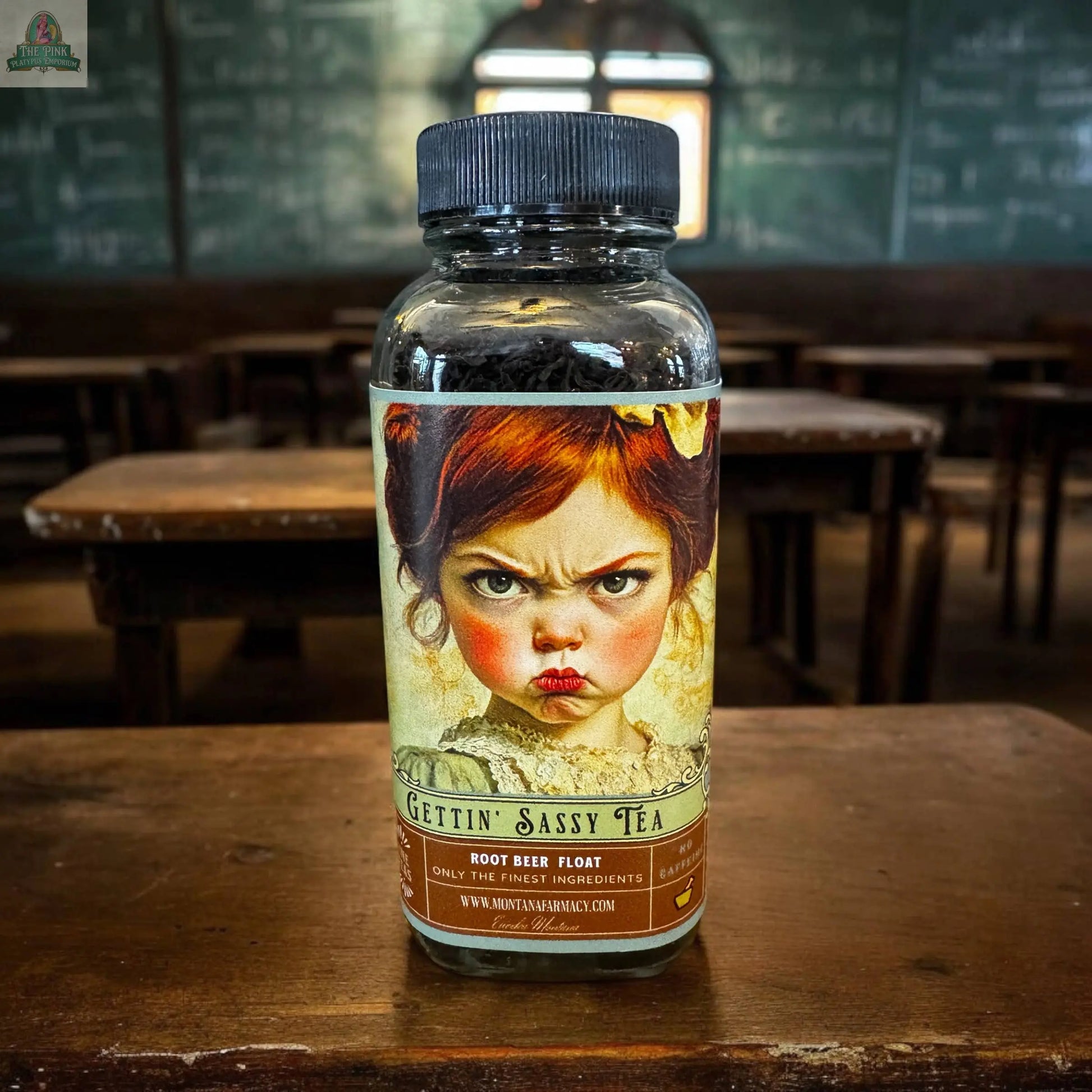 Getting Sassy Vintage Tantrum Child Sassafras root beer Tea Pink Platypus Emporium