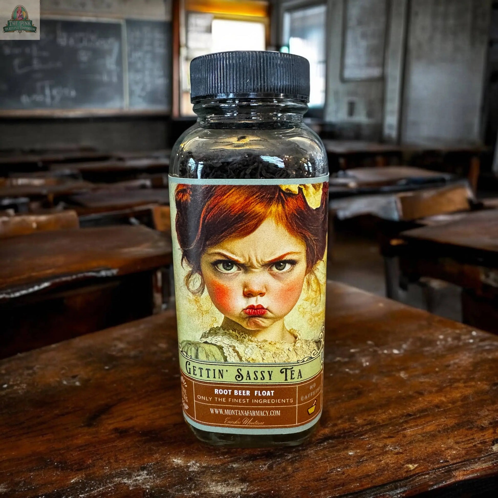 Getting Sassy Vintage Tantrum Child Sassafras root beer Tea Pink Platypus Emporium