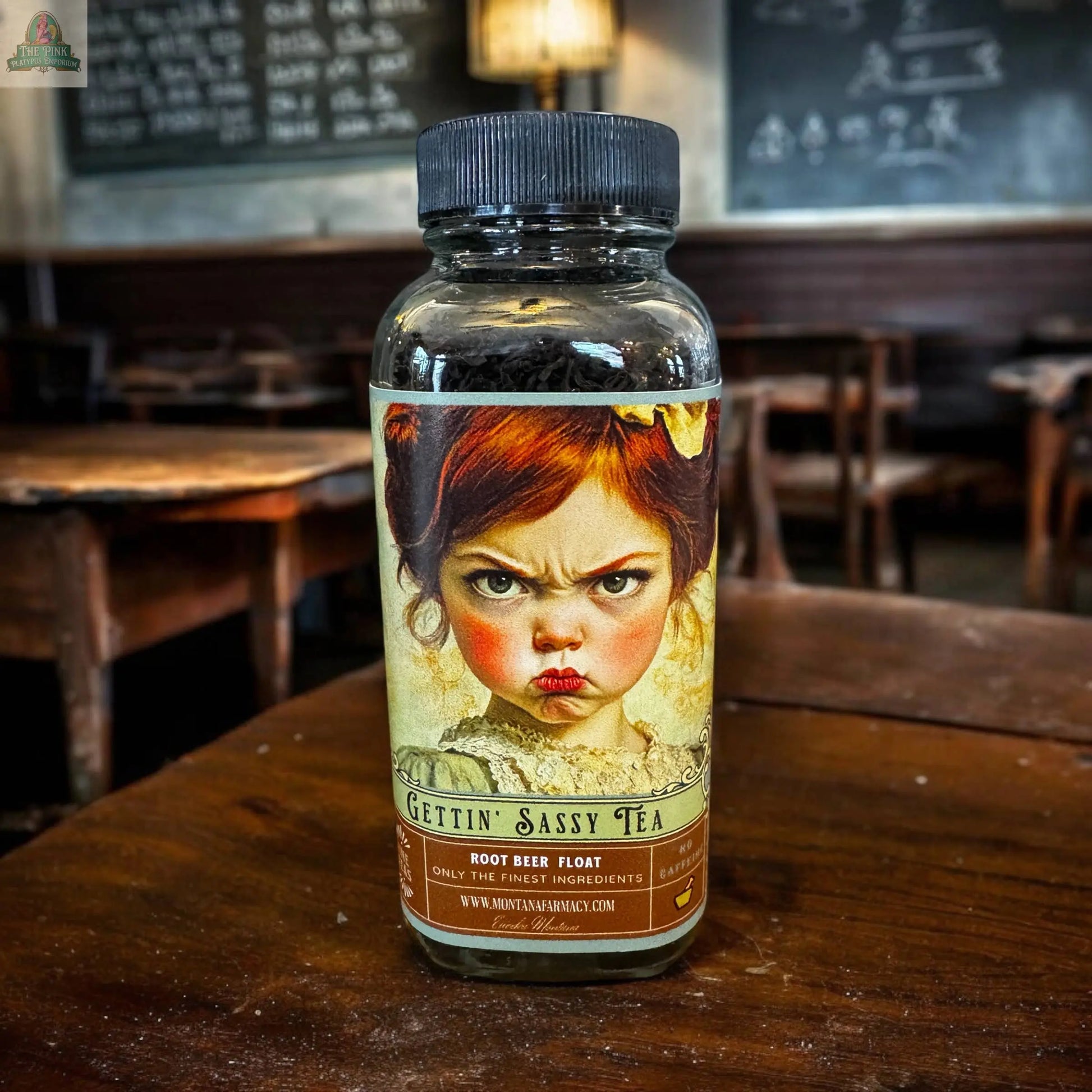 Getting Sassy Vintage Tantrum Child Sassafras root beer Tea Pink Platypus Emporium