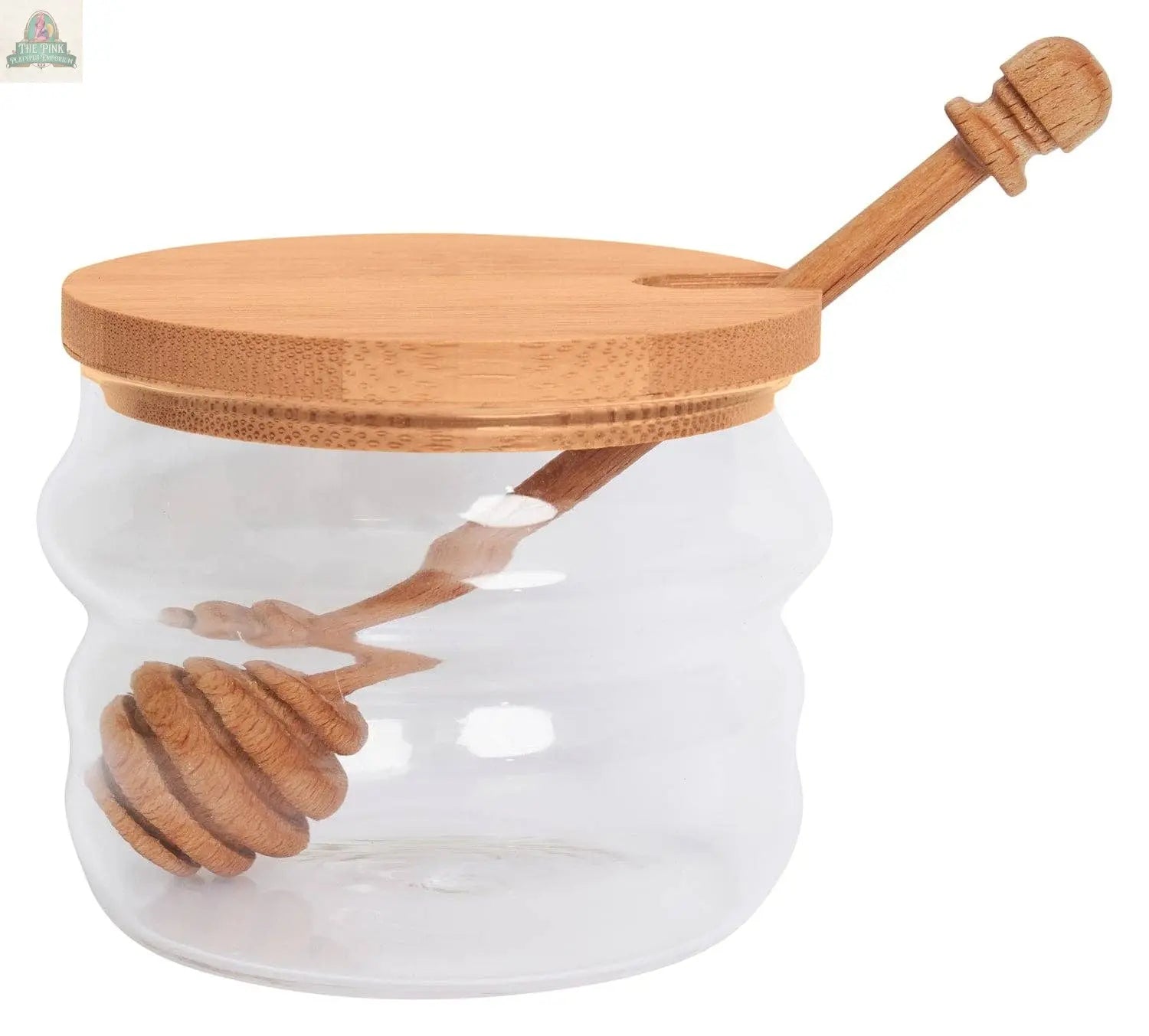 Glass Honey Jar & Dipper With Birch Wood Lid | 250 ml Sophistiplate